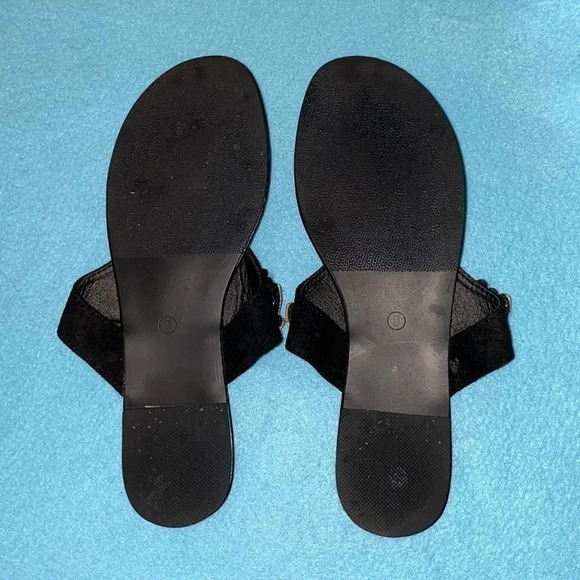 EASY SMILE beaded faux suede leather black sandals size 9 - Picture 3 of 7